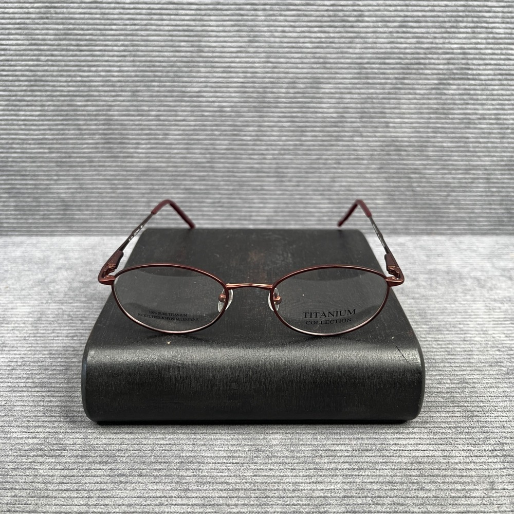 Silver Dollar TC 773 Pure Titanium y2k Eyeglasses Burgundy Red Oval Frames 140